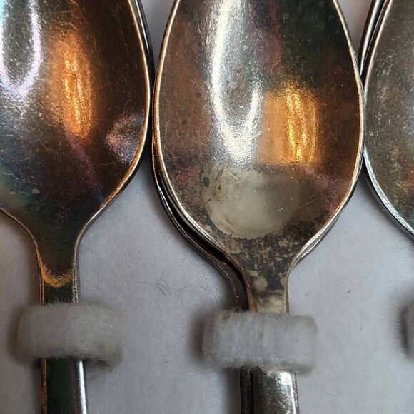 Vintage Soviet Era Alma-Ata Souvenir Nickel Silver Melchior Spoons Set of 12 wit - Picture 4 of 6